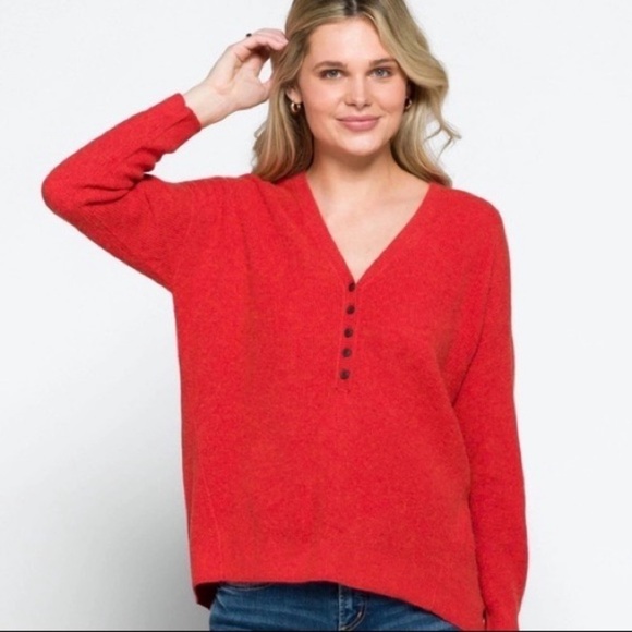 Madewell Asherton red henley waffle sweater - Picture 2 of 9